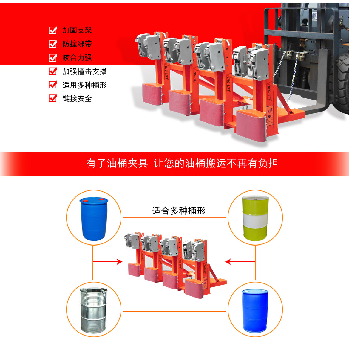 雙鷹嘴四桶油桶夾具