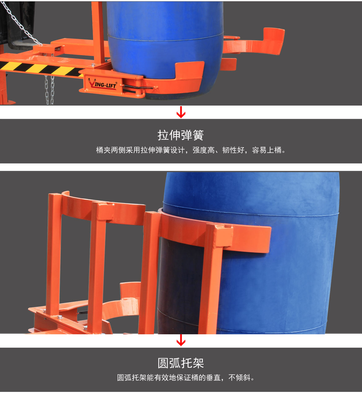 抱箍式叉車專用油桶夾