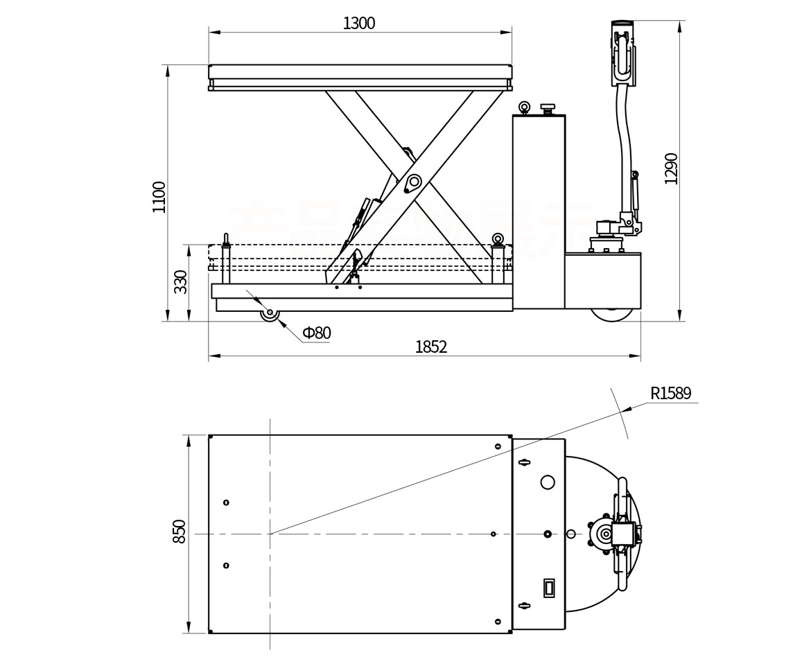 單剪電動(dòng)行走升降平臺車
