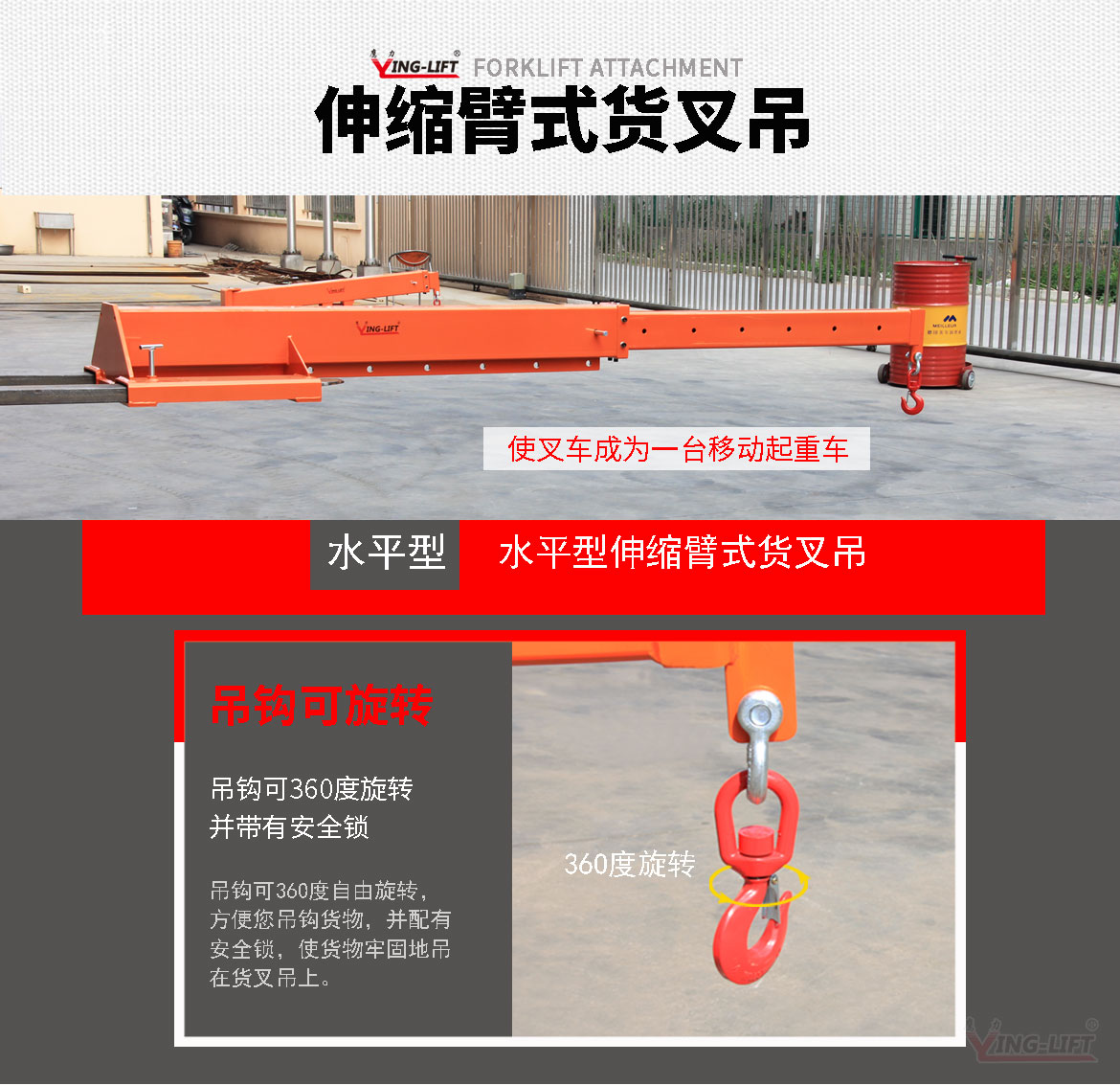 水平型伸縮臂貨叉吊